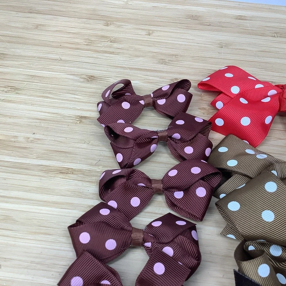 19 Polka Dot Assorted Girl Hair Bows Alligator Clip